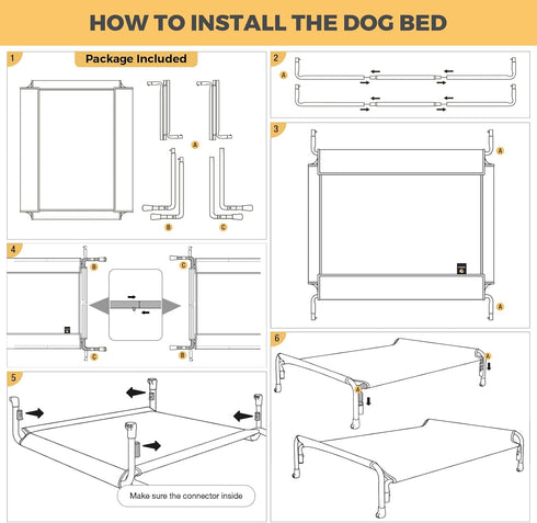 Veehoo Elevated Dog Bed, Outdoor Raised Cots for Large Dogs, Cooling Camping Bed with Slope Headrest, Washable, Beige