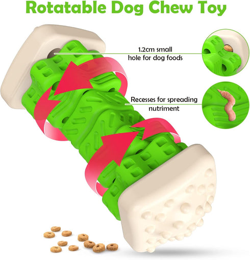 Dog Toys for Aggressive Chewers | Indestructible Chew Toys, Tough Interactive Puzzle Toys for All Sizes (Green, M)