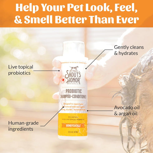 Omega-3s, 97% 16 oz Skouts Honor Probiotic Natural Dog Shampoo and Conditioner with Avocado Oil & Gentle Puppy Shampoo