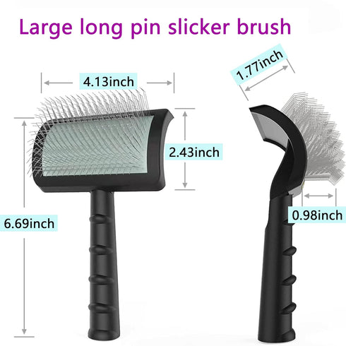Large Slicker Brush for Dogs & Cats, Extra Long Pin Shedding Brush for Long Haired Pets, 25mm (1"), Black