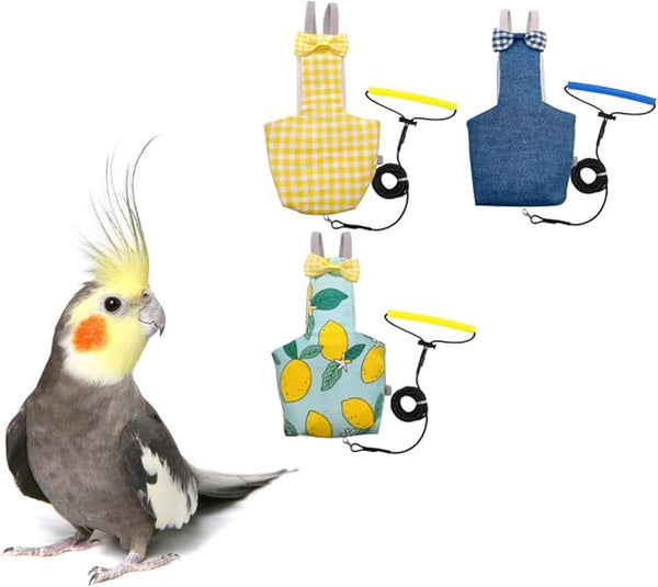 Bird Diaper Harness Flight Suit Clothes with 80 Inch Flying Leash Rope