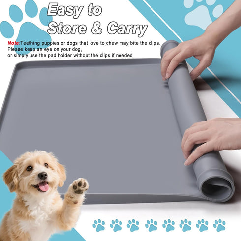 TIMOHCR 27" 27" 6 Pee Pad Tray Holder for Dog,Silicone Dog Puppy Pad Holder, x No Spill Raised Lip High Edge,Portable