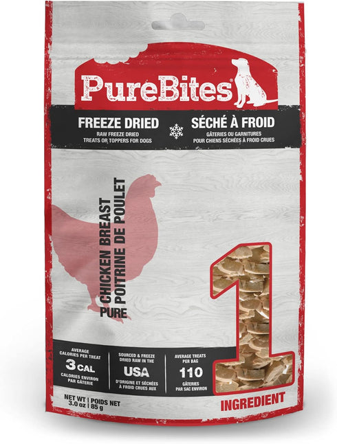 PureBites Chicken Breast Freeze Dried Dog Treats, 1 Ingredient, Made in USA,