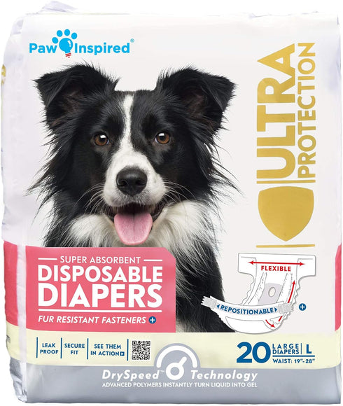 Paw Inspired 20ct Disposable Dog Diapers | Female Dog Diapers Ultra Protection