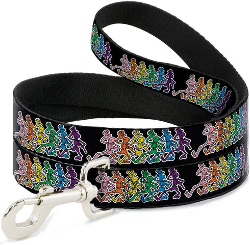 Buckle-Down Pet Leash - Dancing Skeletons Black/Multi Color, 4 Feet Long, 1" Wide