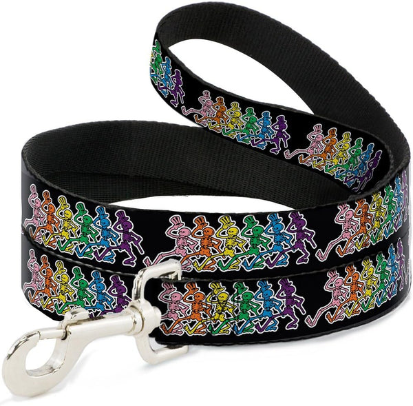 Buckle-Down Pet Leash - Dancing Skeletons Black/Multi Color, 4 Feet Long, 1" Wide