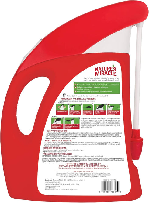 64 Natures Miracle Advanced Stain & Odor Eliminator For Dogs With Flip & Go Sprayer, Ounces, Enzymatic Formula