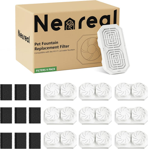 Neareal Official 9 Pack Replacement Filters & Pre-Filter Sponges for 74oz/2.2L Stainless
