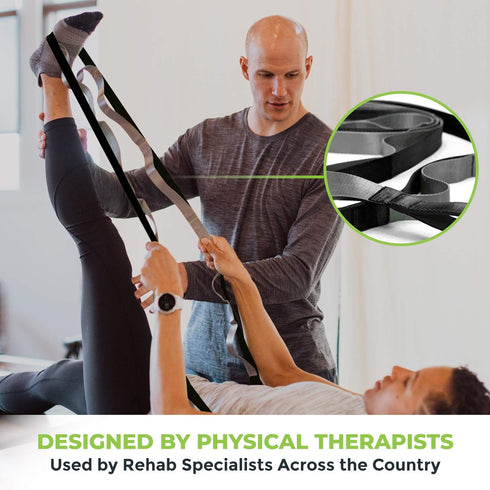Gradient Fitness Stretching Strap for Physical Therapy, 12 Multi-Loop 1" W x 8' L, Neoprene Handles