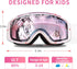Freela Kids Ski Snowboard Goggles for Toddler(3-14), Youth Anti Fog Anti UV Goggles for Girls Boys