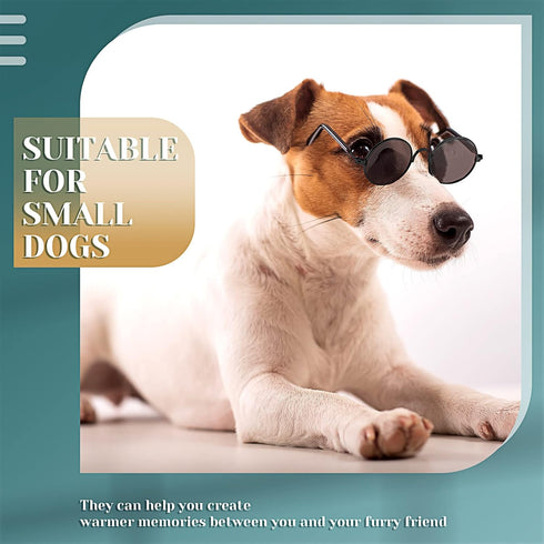 Dog Sunglasses Retro Pet Glasses, Classic Round Dog Glasses for Cats and Dogs, Photos Props Cosplay Costume (Black)