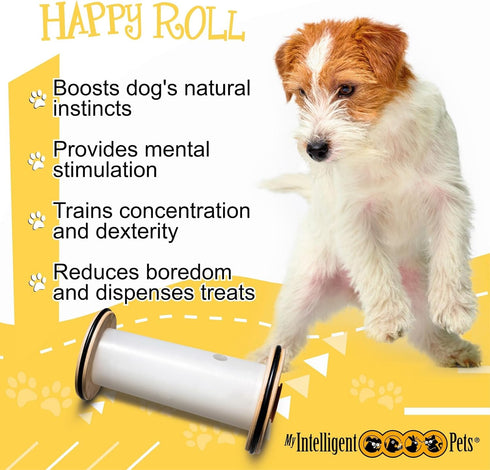 My Intelligent Pets Happy ROLL, Cat and Dog Enrichment Game, Treat Dispenser Toy
