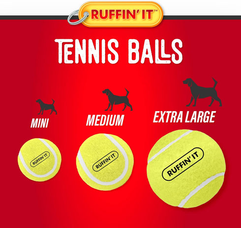 Ruffin' It Small Tennis Balls, 3 Pack Dog Toy for Park, Home, or Beach