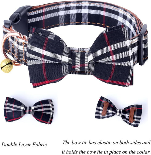 Adjustable Dog Collar with Bow Tie, Stylish Pattern for Small Medium Large Dogs and Cats