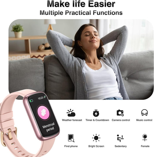 RLQA 24/7 Counter, IP68 Fitness Tracker, Smart Watches for Women Men with Heart Rate/Blood Pressure/Blood Oxygen