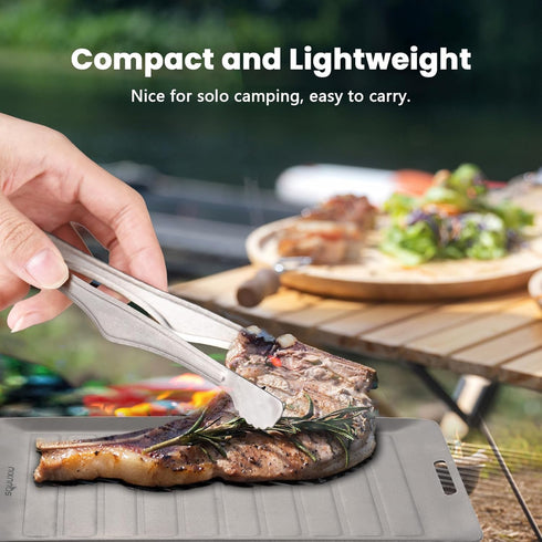Set, Set Backpacking HERCHR Camping Cookware Camping Grill Pan or BBQ Tongs Portable Outdoor Cookware Lightweight Grill