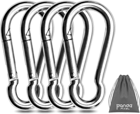 Pixel Panda 3.1&4 Inch Heavy Duty Carabiner Clips Load 1000lbs, 2&4&8Pack Large