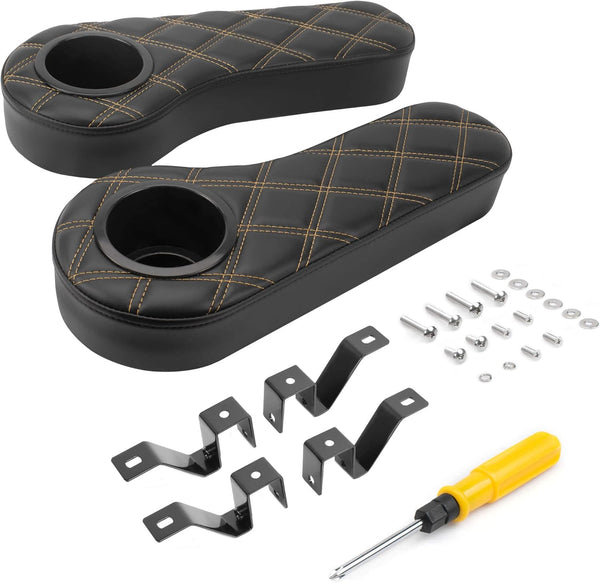 NOKINS Golf Cart Armrest with Cup Holder for EZGO/Club Car/Yamaha, Stainless Steel Support Frame
