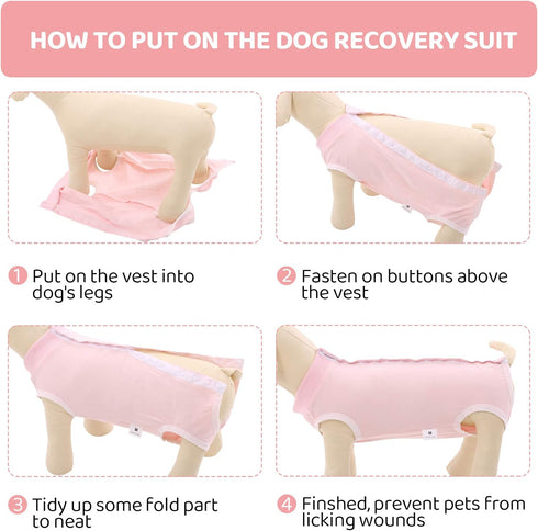 SAWMONG Dog Recovery Suit – Recovery Suit for Dogs After Surgery – Dog Spay Surgical Suit for Female Dogs, Pink, Medium