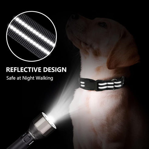 Martingale Dog Collar, Adjustable Reflective Nylon Collar with Quick Release Buckle for Training (X-Large, Black)