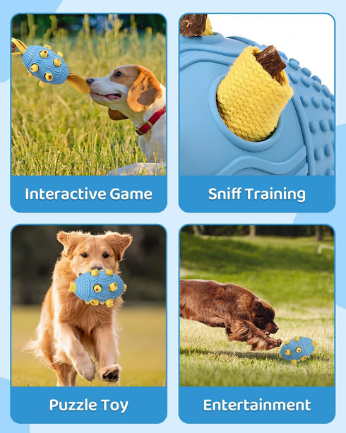 Interactive Dog Toy with Natural Rubber Soccer Design, Dental Care, Pet Energy Relief Brain Teaser Toy, Activity