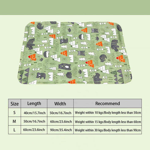 Dog Cooling Mat, Self-cooling Pad for Dogs Cats and Rabbits, Easy Washable Comfortable Mat for Pet (Medium Forest)