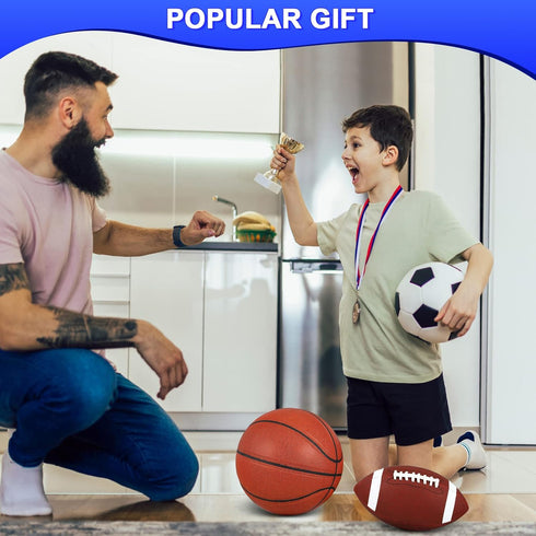 Libima 3 Pcs Soccer Sports Ball Set: Size 5 Basketball, Size 4 Soccer, Size 6 Football with Pump & Carry Bag