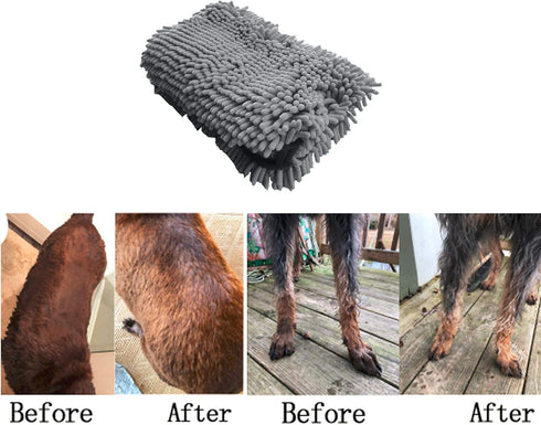 Absorbent Dog Towel, Microfiber Quick Drying Towel with Hand Pockets for Medium Large Dogs, 35 x 15 inches