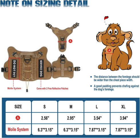 PETNANNY Tactical Dog Harness, Service Dog Emotional Support Vest for Medium Large Dogs, No Pull Molle Training Vest,
