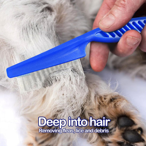4 Different Flea Combs, Stainless Steel Round Teeth Dog Cat Lice Combs, Durable Fine Tooth Pet Tear Stain Remover Tool,