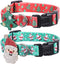 Lamphyface 2 Pack Adjustable Christmas Dog Collar with Father Christmas and Xmas Tree Accessories