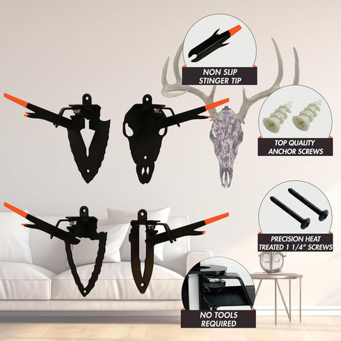 Herron Outdoors Skull Mount - Fully Adjustable Skull Wall Mount for Displaying Taxidermy, Deer and Euro Skulls