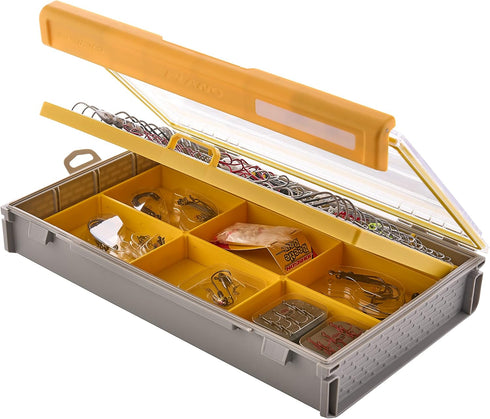 Plano EDGE 3700 Hook Utility Box, Clear/Yellow, Waterproof Tackle Storage Container for Fishing Hooks