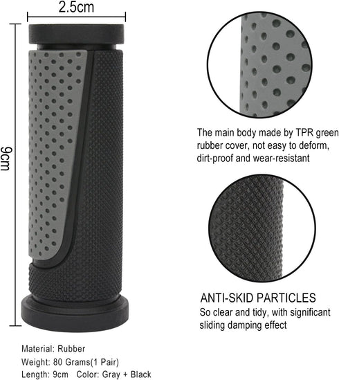 Short Mini Bicycle Handlebar Grips, Two-Color Rubber, 90MM Length, 2PCS
