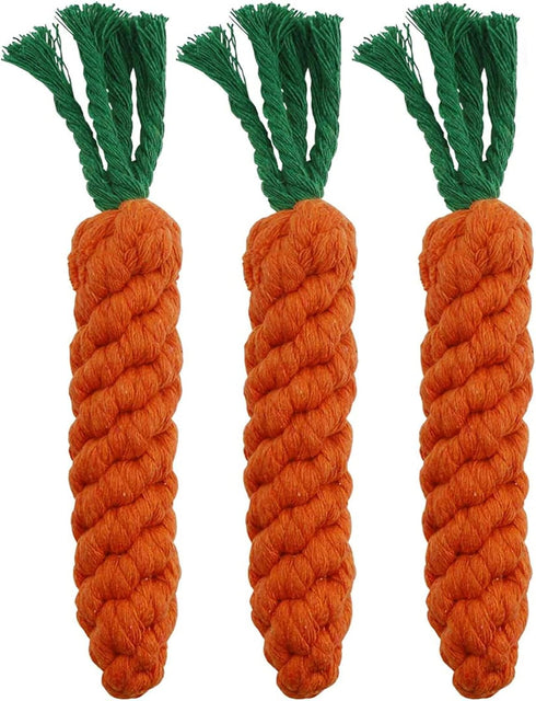 Dog Toys 3 PCS Puppy Teething Chew Toys, Dog Rope Toys, Cat Chew Toys, Safe Braided Rabbit Toys