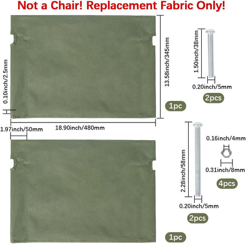 2pcs 18.9x13.8 Inch Backpacking GORGECRAFT Camp Chair Replacement Fabric Waterproof Outdoor Folding Chair Seat