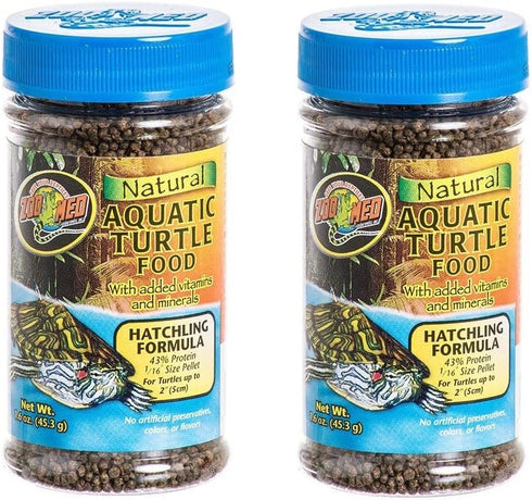 Zoo Med Natural Aquatic Turtle Food, Hatchling Formula (Pellets) 1.9 oz, Pack of 2