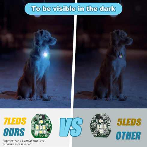 4 Modes Dog Lights for Night Walking, IP68 Waterproof Collar Light, High Capacity Rechargeable Clip On for Night Time