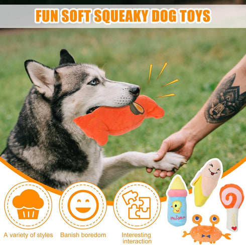 Leyndo 40 Pack Dog Chew Toys for Aggressive Dogs, Plush Squeaky and Rope Toys for Medium and Large Breeds