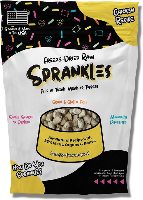 16 Oz (500+Pieces) 96% Freeze Dried Dog Food for Small & Large Dogs, Chicken Dog Food Toppers for Picky Eaters, USA
