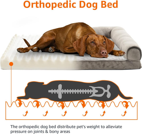 Amazon Basics Orthopedic Foam Dog Pet Bed for Living Room Couch, Brown, 30 x 20 x 6.25 inches, Machine Washable,