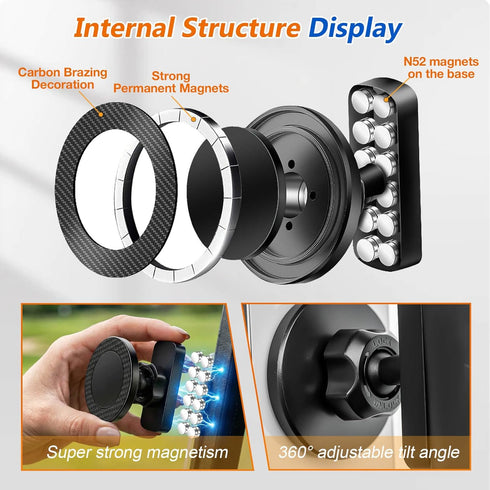 NOKINS 360 12/13/14/15/16/17 Magnetic Golf Cart Phone Holder, Strong Magnet Mount with Rotation, Compatible with iPhone