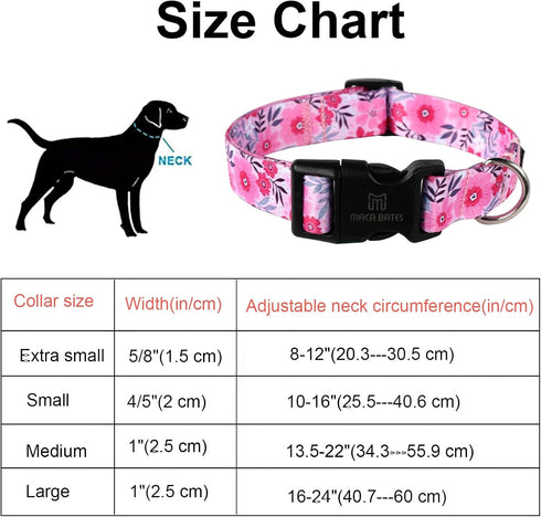 Maca Bates Designer Flower Pink Dog Collar, Cute Spring Collars for Small Medium Large Female Dogs