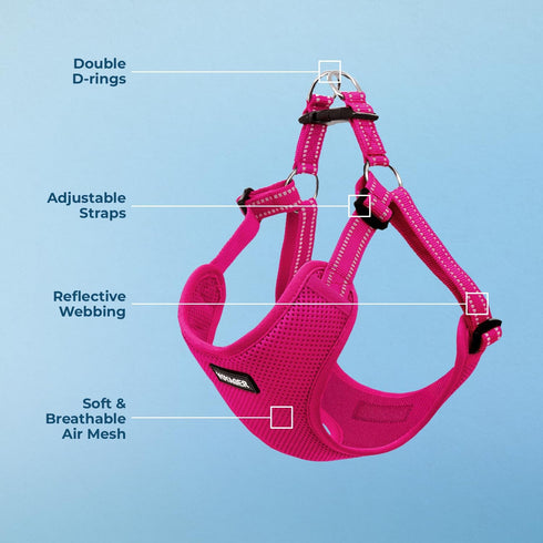 Best Pet Supplies Voyager Adjustable Dog Vest Harness, Breathable No Pull for Small, Medium, Large Dogs - Fuchsia, XL