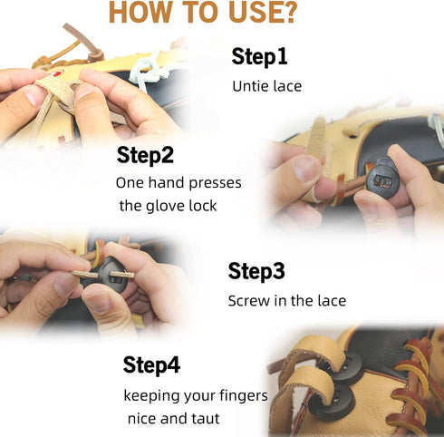 Glove Locks - Lace Locks for Baseball Glove, 8 Pack, Strong Elasticity, Fits All Gloves, Baseball Glove Accessories