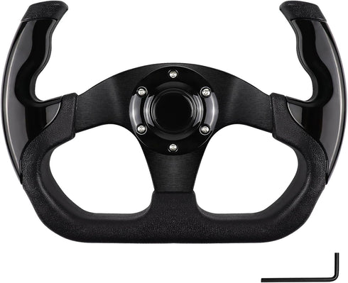 Universal Golf Cart Steering Wheel, Skid for Club Car EZGO RXV, TXT, Yamaha, Precedent Tempo, DS (Black)