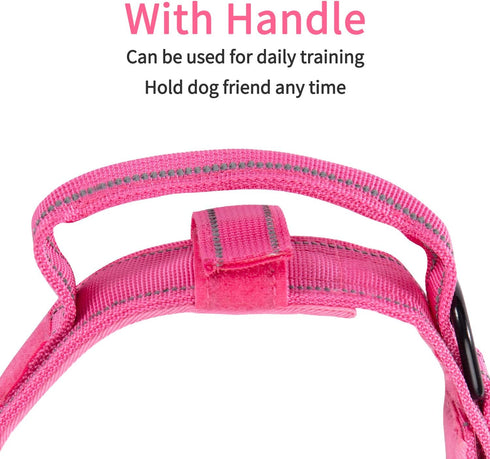 Dog Collar Tactical Highly Reflective Military Pet Collar Nylon with American Flag Patch and Pendant for XL Pink