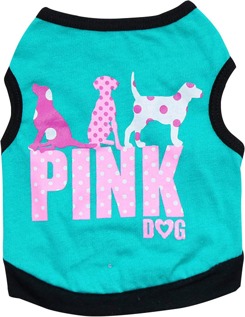 Pack of 2 Dog Tank Top Cat Shirt, Soft Breathable Sleeveless Vest for Small Dogs and Cats (Pink Word, Large)