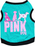 Pack of 2 Dog Tank Top Cat Shirt, Soft Breathable Sleeveless Vest for Small Dogs and Cats (Pink Word, Large)