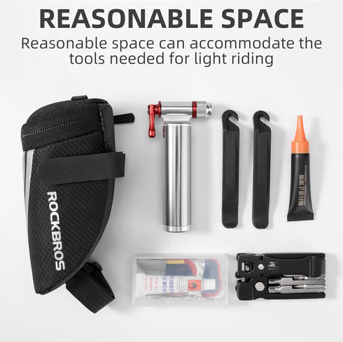 ROCKBROS Small Bike Saddle Bag, Under Seat Bicycle Storage Pouch for Road Mountain MTB